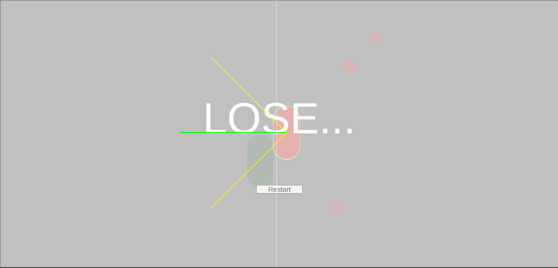 LOSE와 재시작 버튼이 뜬 화면